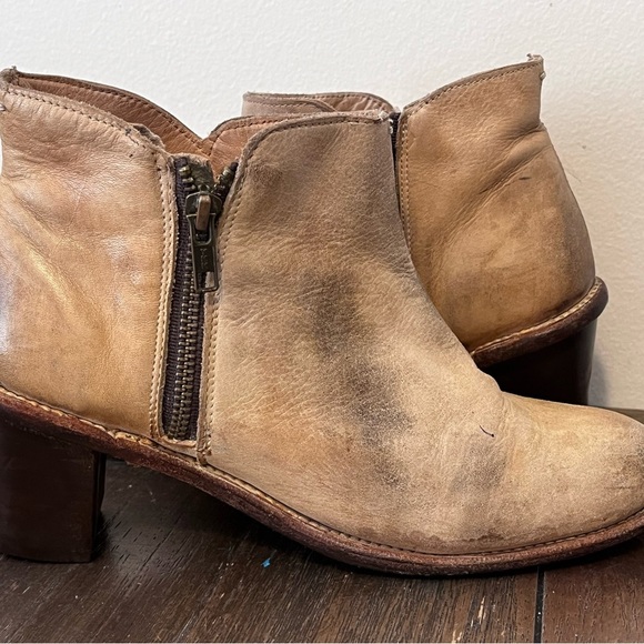 BED|STU Tan Leather Ankle Booties with Chunky Heel Womens size 8.5 - Picture 5 of 13